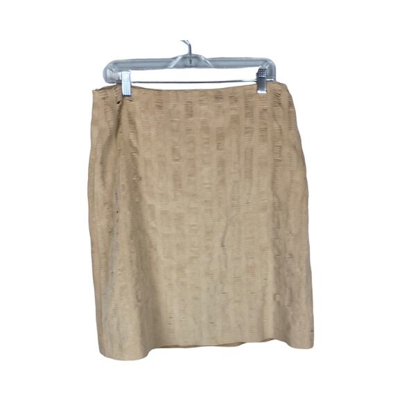 Suede Tan Slit Skirt Midi A-Line Skirt Size‎ approx 12 - Picture 1 of 3